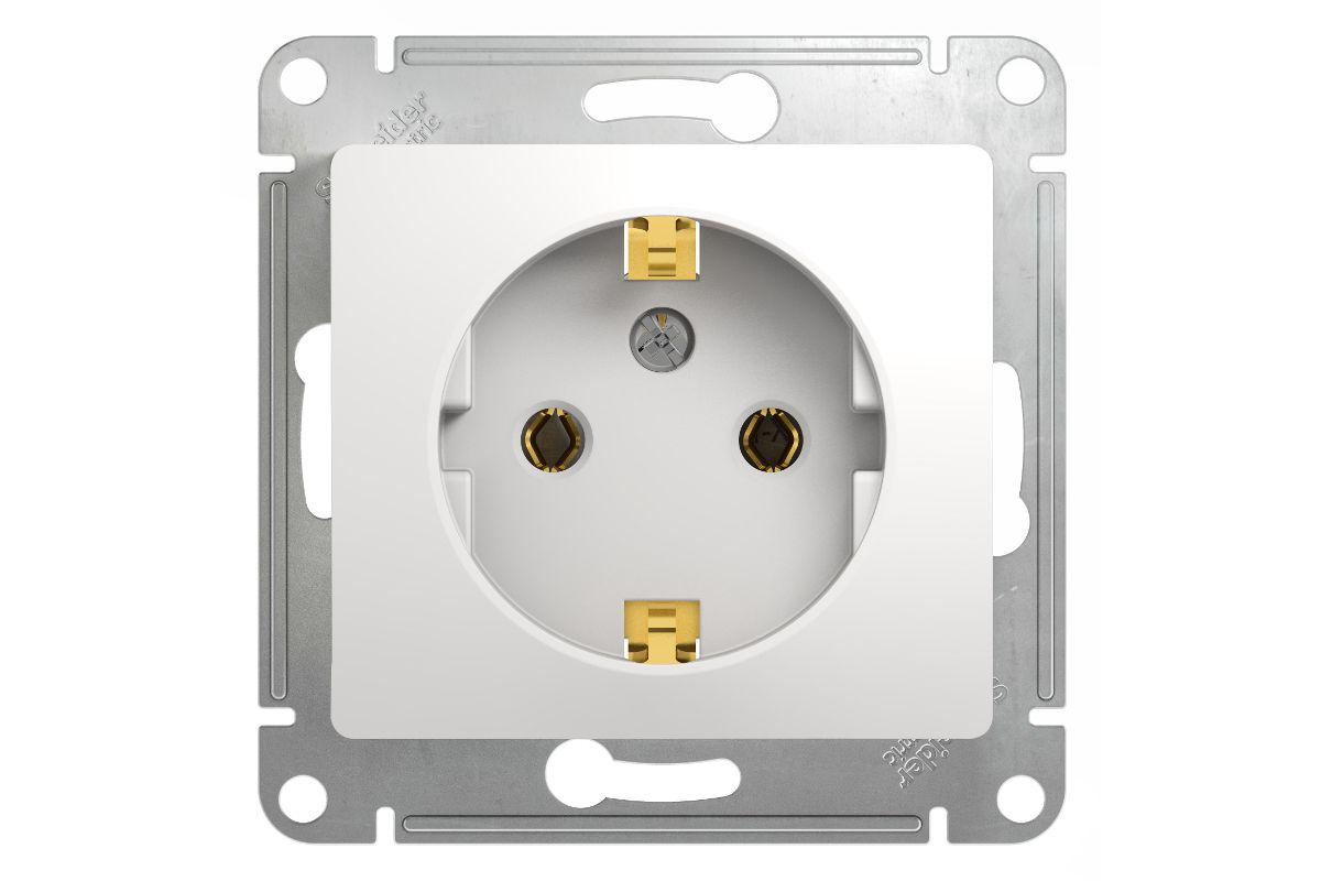 картинка Розетка Glossa 1-м с/з механизм белый Schneider-Electric от магазина Евродом