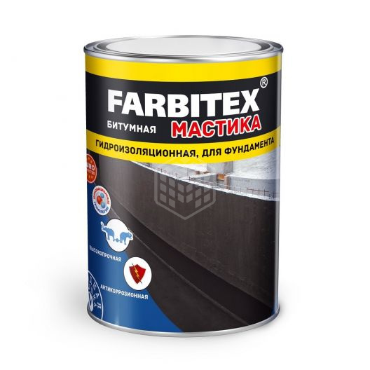 картинка Мастика битумная гидроизоляционная для фундамента (4кг) FARBITEX от магазина Евродом
