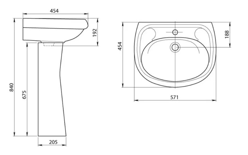 картинка Умывальник Соната белый с отверстием от магазина Евродом