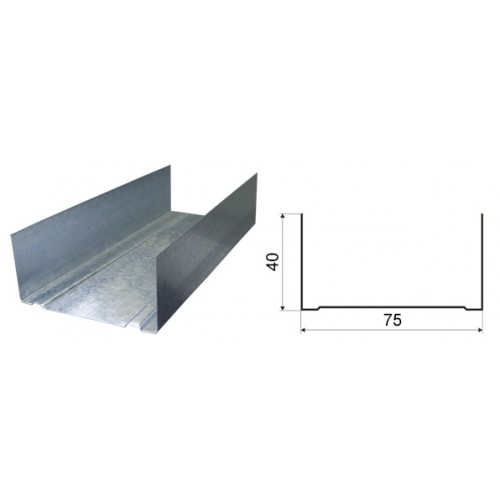 картинка 75/40 профиль направляющий 0,4мм 3м МС (12) от магазина Евродом